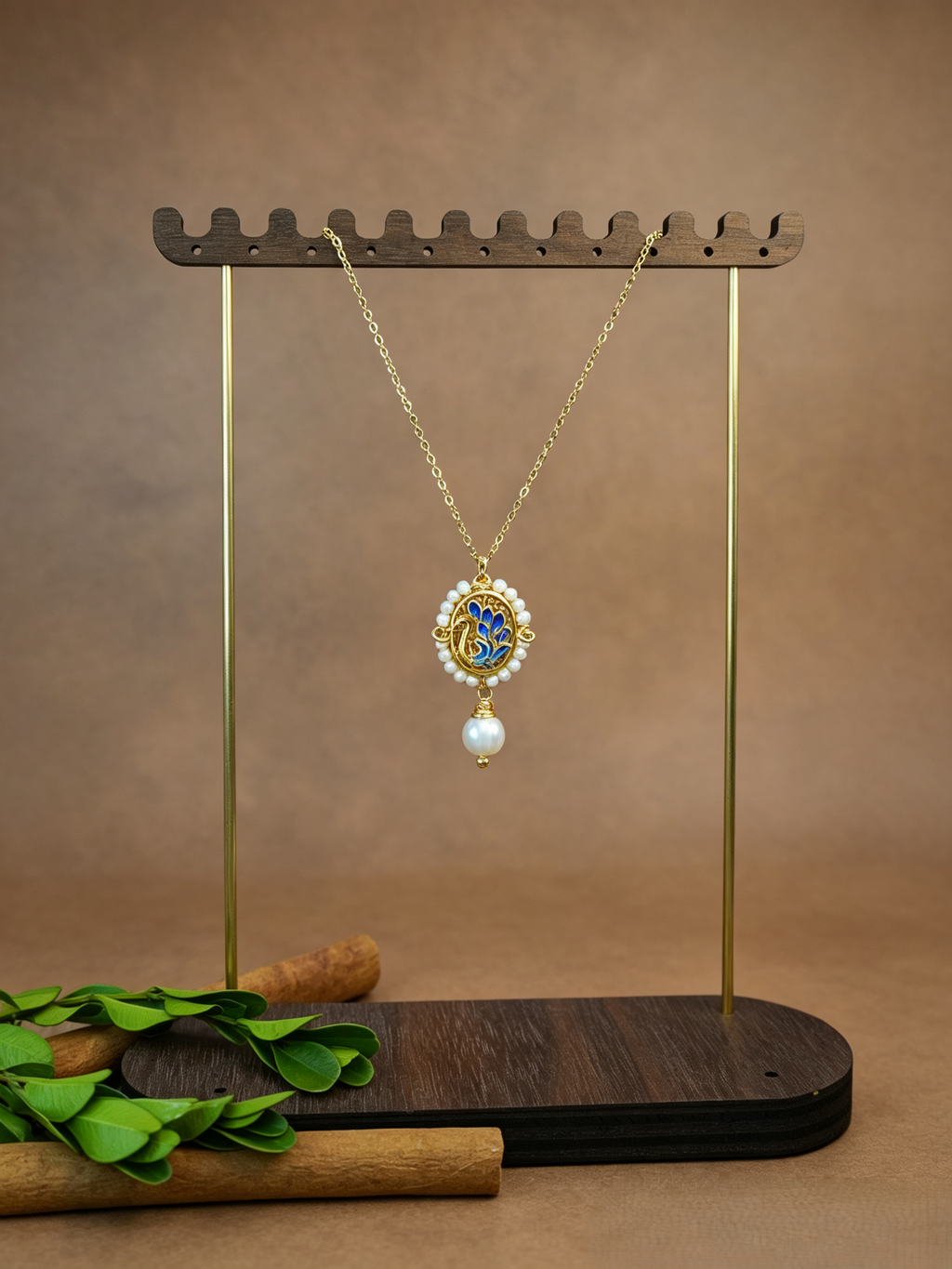 Vintage Blue Cloisonné Enamel Swan Pearl Jewelry Set, Victorian Cameo Pendant Necklace & Drop Earrings Matching Set for Women