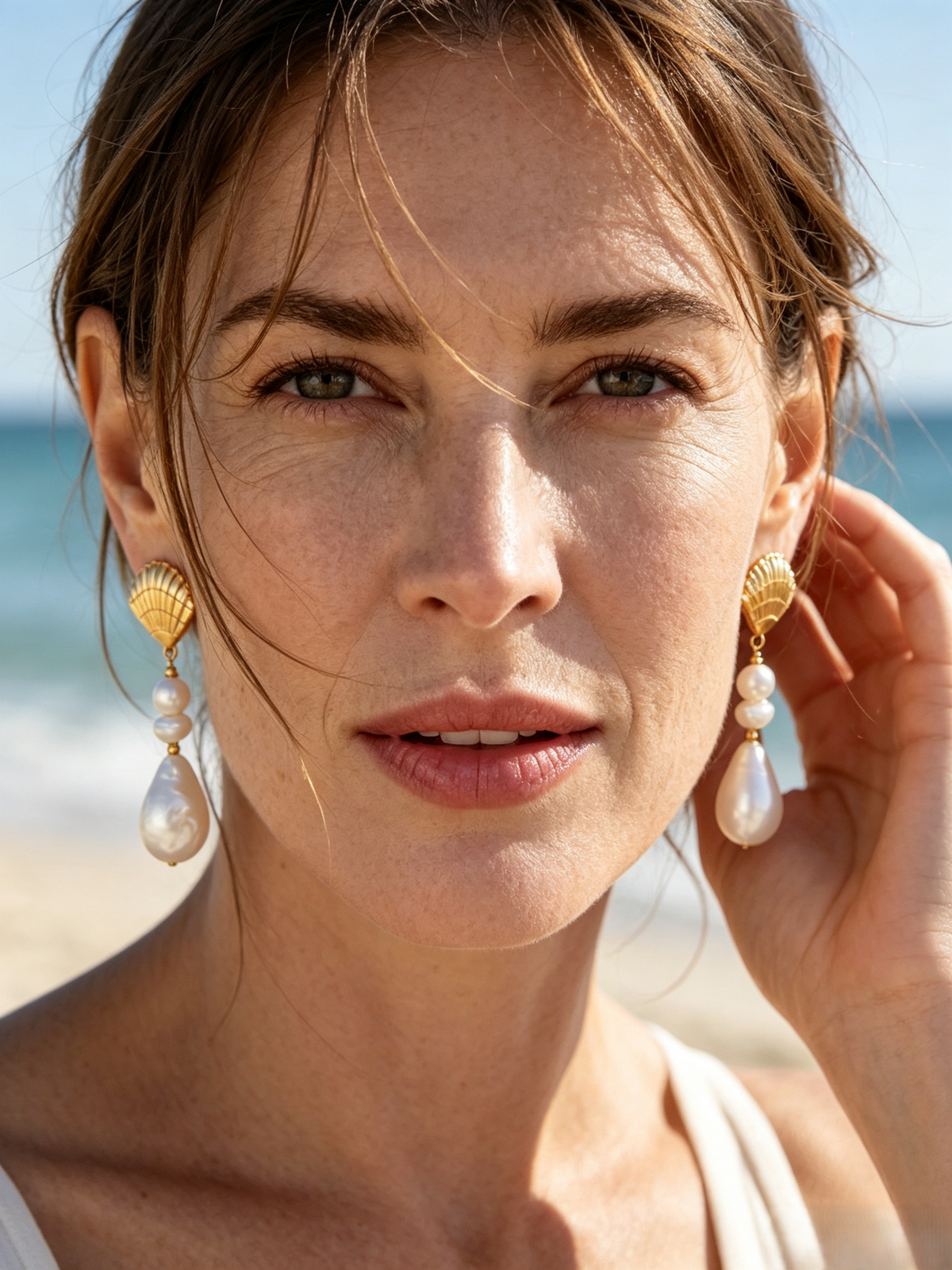 22K Gold Plated Seashell Natural Baroque Pearl Drop Earrings, Timeless Vintage Dangle Earrings with 925 Silver Needle