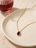 Teardrop Birthstone Pendant Necklace, Multi‑Color Cubic Zirconia Waterproof Hypoallergenic Stainless Steel Necklace for Women