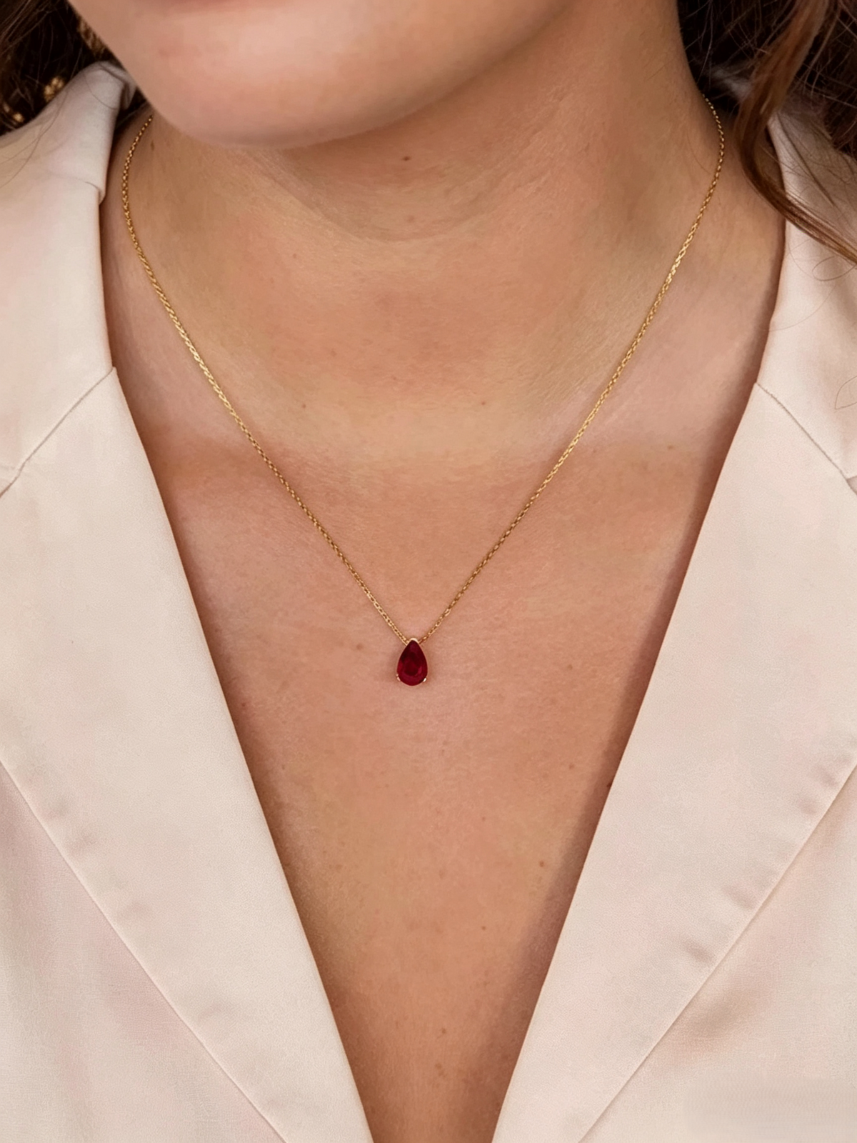 Teardrop Birthstone Pendant Necklace, Multi‑Color Cubic Zirconia Waterproof Hypoallergenic Stainless Steel Necklace for Women