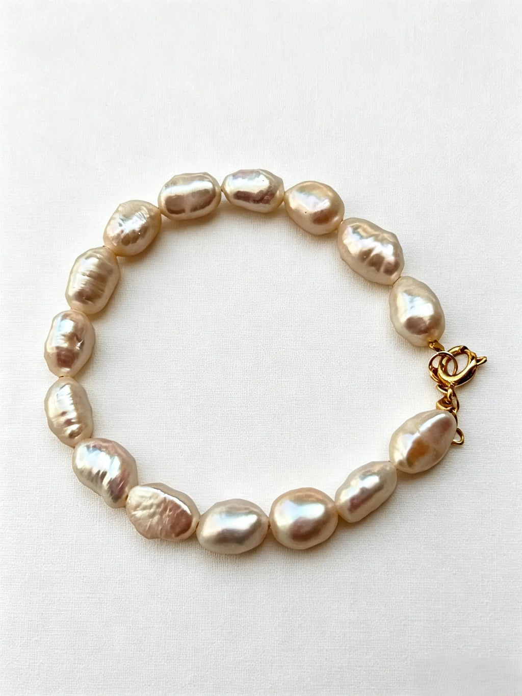 Natural Baroque Freshwater Pearl Beaded Bracelet, Irregular Real Pearl Bracelet for Women Daily Commute Wear