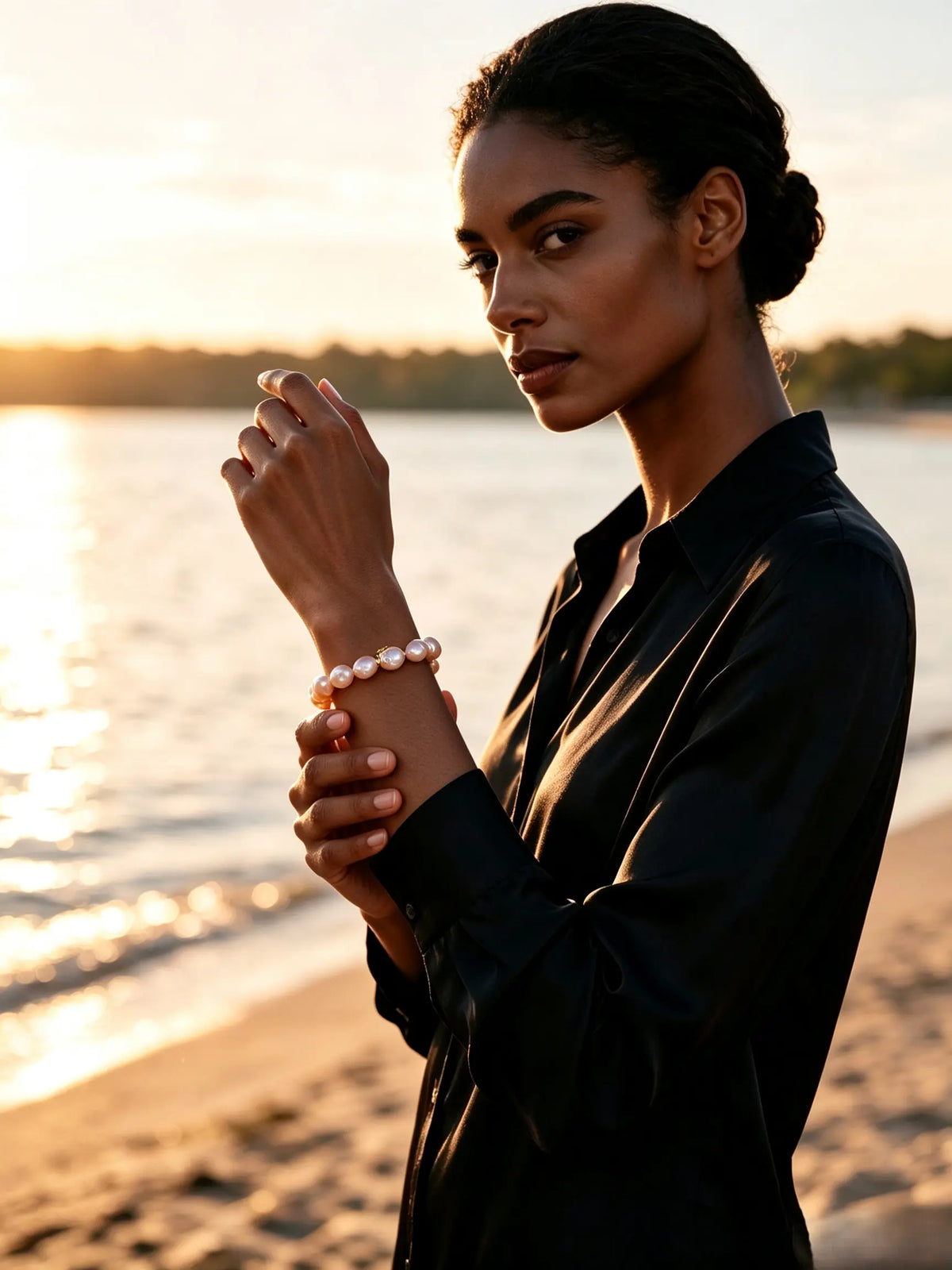 Natural Baroque Freshwater Pearl Beaded Bracelet, Irregular Real Pearl Bracelet for Women Daily Commute Wear