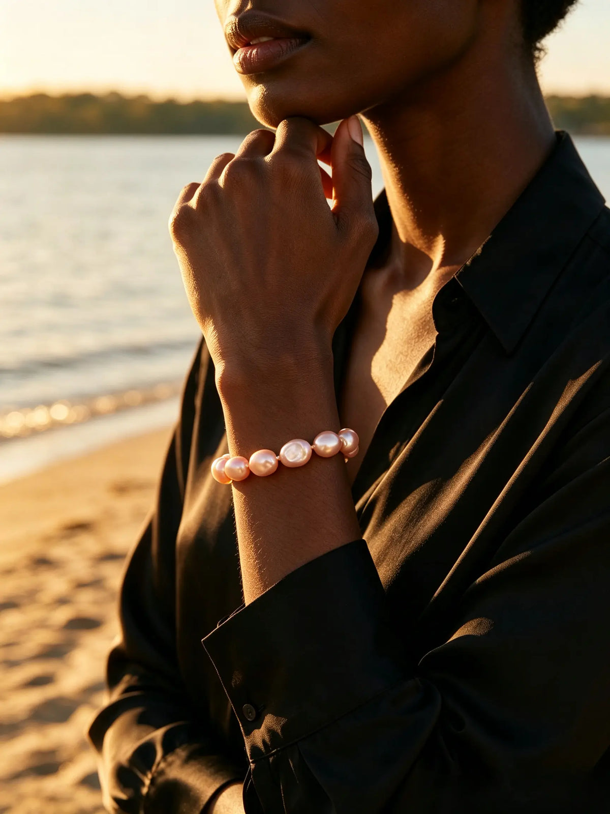 Natural Baroque Freshwater Pearl Beaded Bracelet, Irregular Real Pearl Bracelet for Women Daily Commute Wear