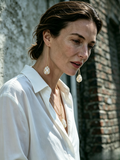 Woven Net‑Bag Baroque Pearl Jewelry Set, Vintage Layered Long Necklace & Threader Earrings, Unique Designer Pearl Pendant