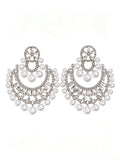 French Vintage Pearl Rhinestone Large Drop Earrings, Ornate Statement Earrings for Evening Party Wedding