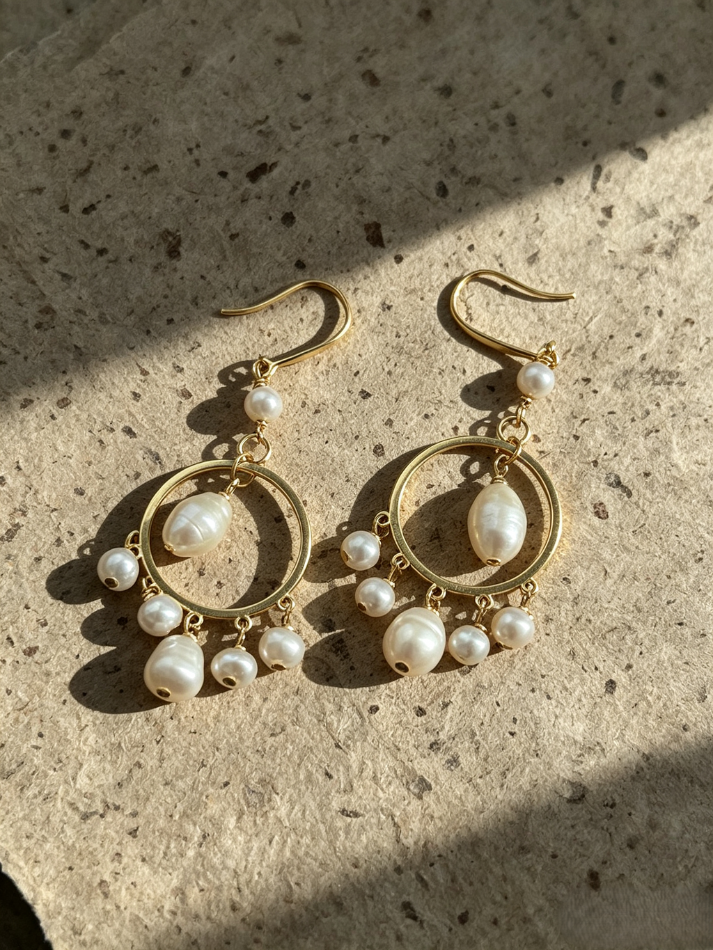 22K Gold Plated Natural Baroque Pearl Tassel Drop Earrings, Timeless Vintage Dangle Earrings with 925 Silver Needle