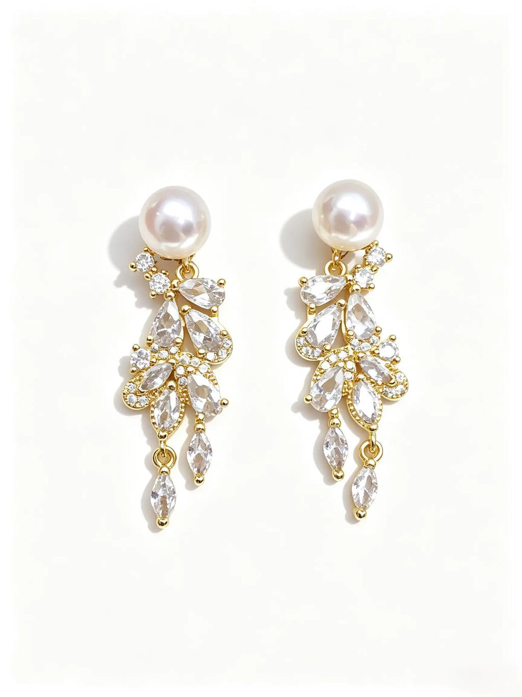 Natural Freshwater Pearl Drop Earrings, Sophisticated Sparkling Evening Dangle Earrings for Women