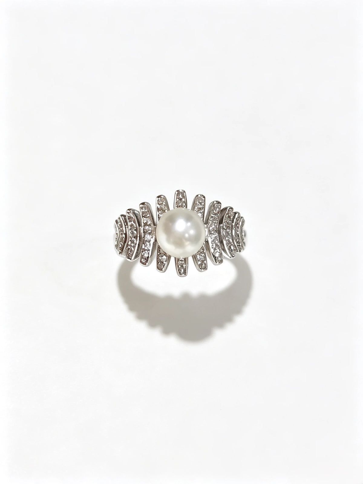 Art Deco Radiant Statement Pearl Ring, Natural Freshwater Pearl Cocktail Ring for Women