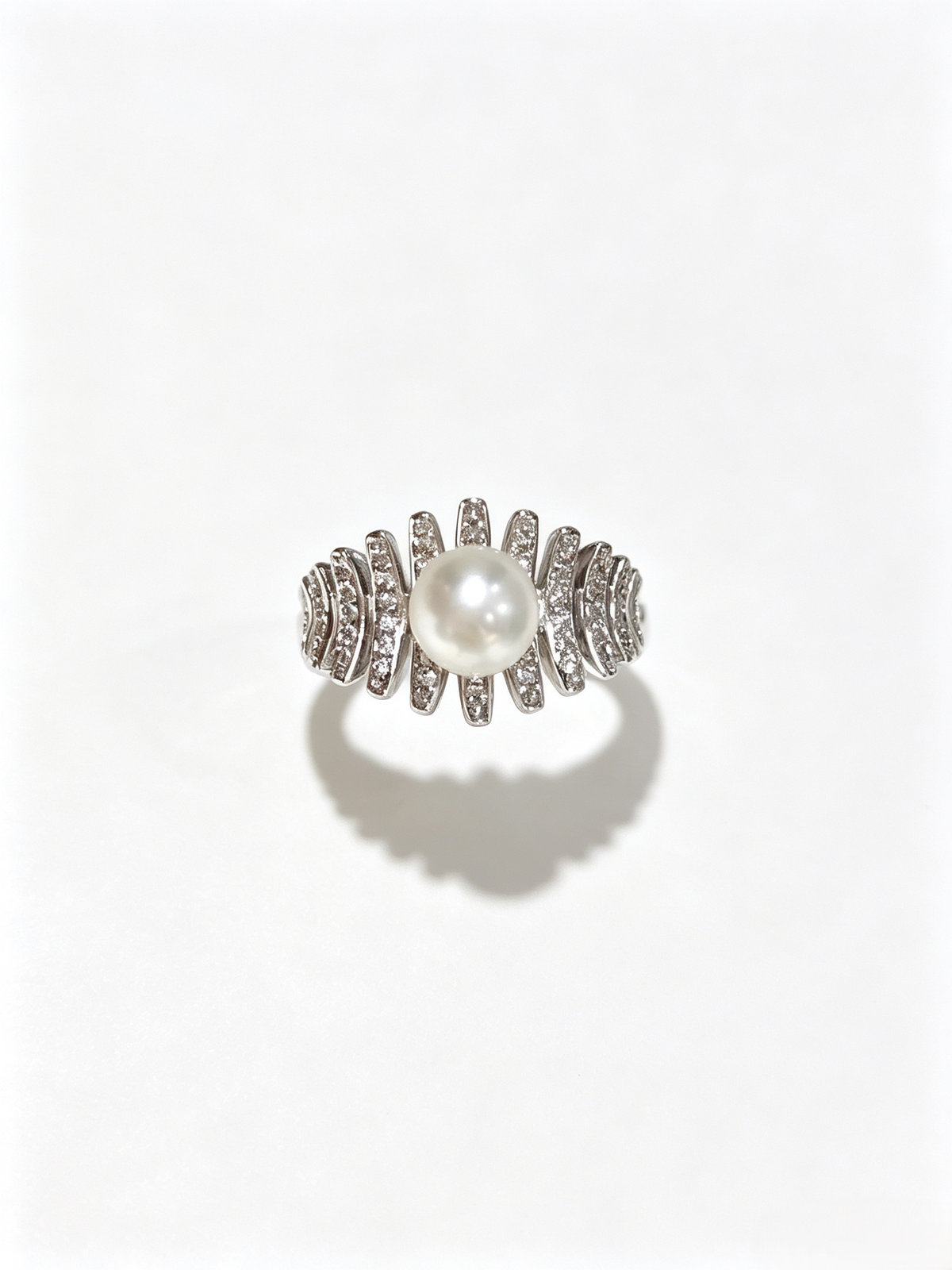 Art Deco Radiant Statement Pearl Ring, Natural Freshwater Pearl Cocktail Ring for Women