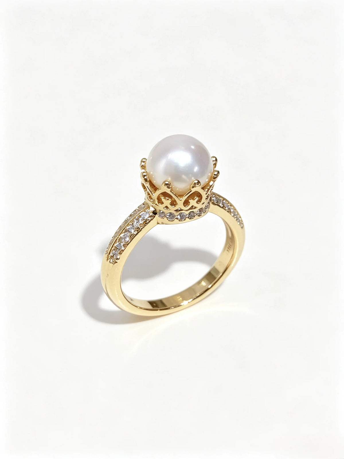 Ornate Crown‑Setting Open Band Ring, Lustrous Natural Freshwater Pearl Statement Ring for Women