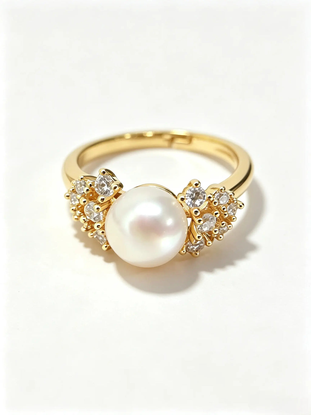 Cluster Accent Open Adjustable Ring, Lustrous Natural Freshwater Pearl Statement Ring for Women