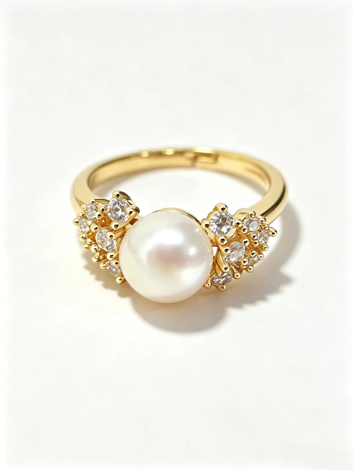 Cluster Accent Open Adjustable Ring, Lustrous Natural Freshwater Pearl Statement Ring for Women