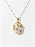 Leaf‑Accent Baroque Freshwater Pearl Pendant Necklace, Gold‑Tone Adjustable Collarbone Necklace for Women