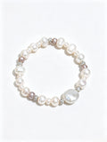 Freshwater Baroque Pearl Stretch Beaded Bracelet, Mixed‑Tone Irreal Pearl Stackable Bracelet for Women