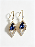Teardrop Crystal Drop Earrings, Rhombus Pave Cubic Zirconia Hook Dangle Earrings for Women