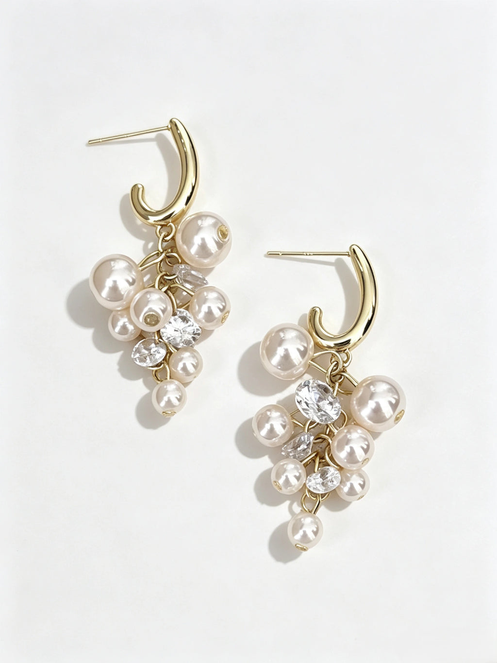 Pearl Tassel Zircon Cluster Long Dangle Earrings, Elegant Drop Earrings for Women