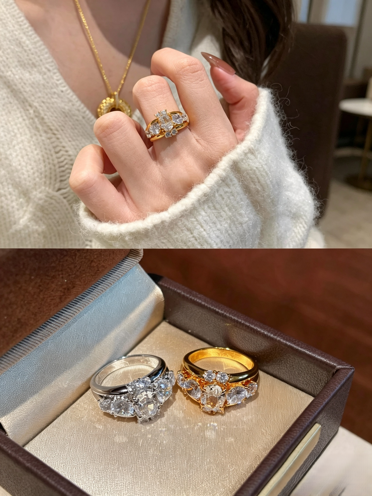 Quiet Luxury Vintage French Oval Stone Stackable Statement Ring