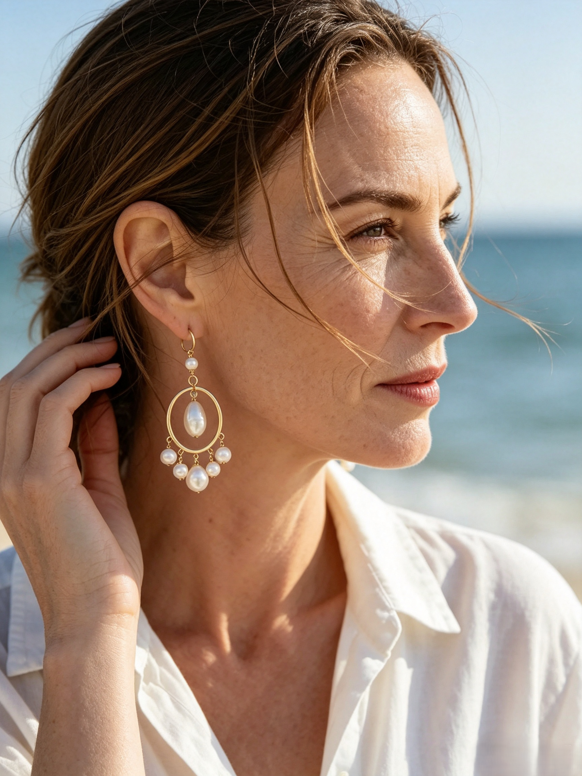 22K Gold Plated Natural Baroque Pearl Tassel Drop Earrings, Timeless Vintage Dangle Earrings with 925 Silver Needle