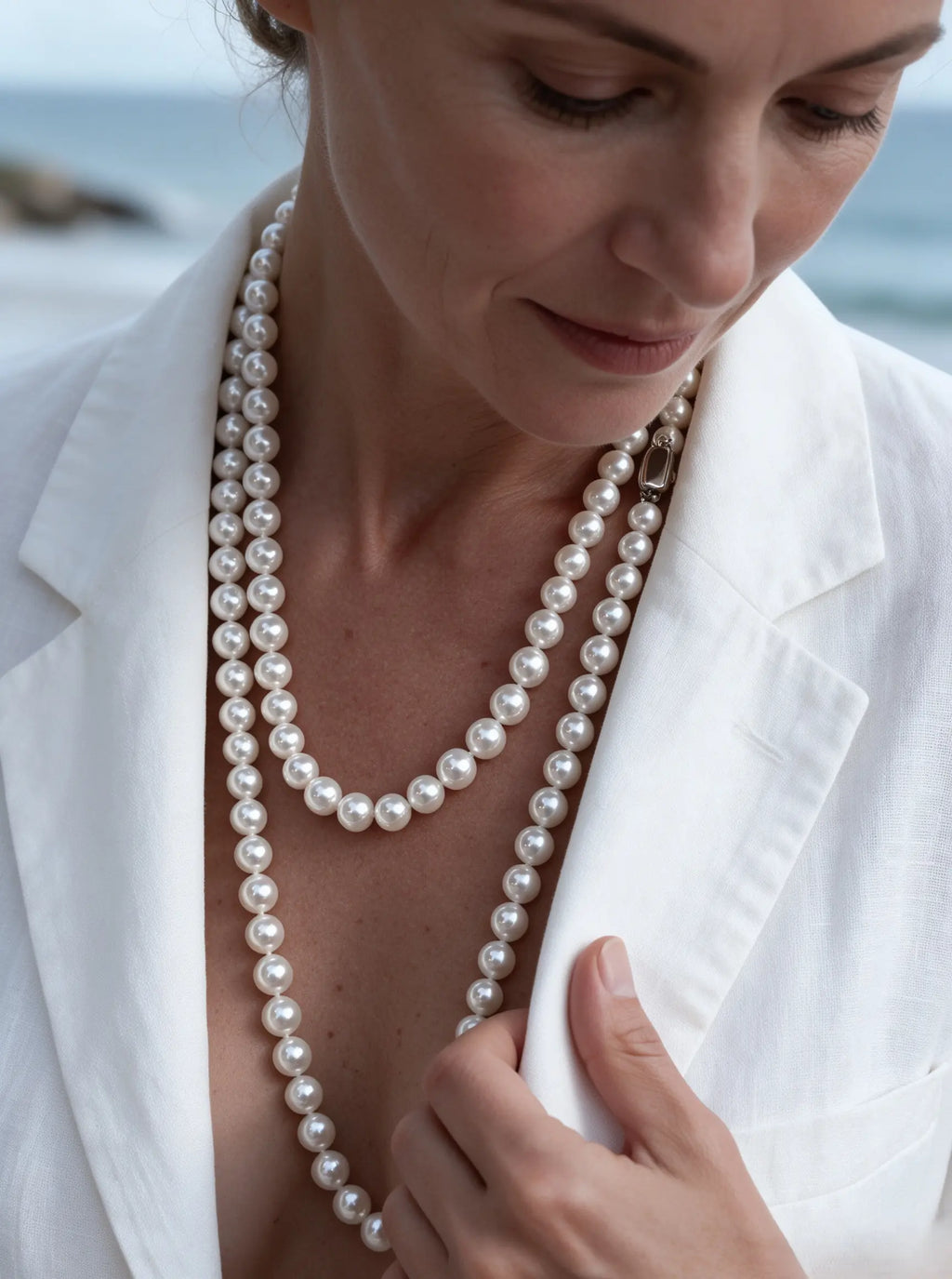 Luxury Shell Pearl Long Wrap Necklace for Women