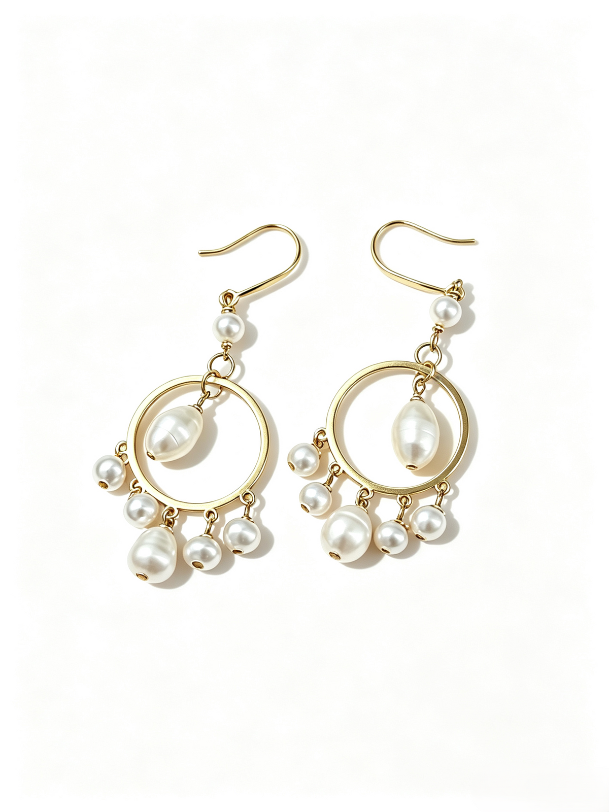 22K Gold Plated Natural Baroque Pearl Tassel Drop Earrings, Timeless Vintage Dangle Earrings with 925 Silver Needle